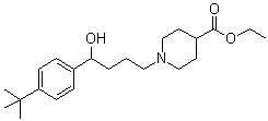 CAS # 100499-85-2, 1-[4-[4-(1,1-Dimethylethyl)phenyl]-4-hydroxybutyl]-4-piperidinecarboxylic acid ethyl ester
