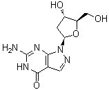 6-Amino-1-(2-deoxy-beta-D-erythro-pentofuranosyl)-1,5-dihydro-4H-pyrazolo[3,4-d]pyrimidin-4-one molecular structure (CAS 100644-70-0)