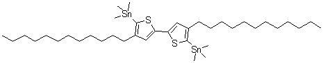 1,1'-(4,4'-双十二烷基[2,2'-联噻吩]-5,5'-二基)二[1,1,1-三甲基锡烷]分子结构 (CAS 1007347-63-8)
