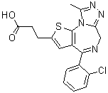 CAS # 100826-98-0, 4-(2-Chlorophenyl)-9-methyl-6H-thieno[3,2-f][1,2,4]triazolo[4,3-a][1,4]diazepine-2-propanoic acid, WE 934