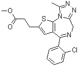 CAS # 100827-83-6, 4-(2-Chlorophenyl)-9-methyl-6H-thieno[3,2-f][1,2,4]triazolo[4,3-a][1,4]diazepine-2-propanoic acid methyl ester