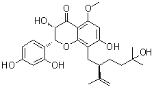 CAS # 101236-49-1, Kushenol K, (2R,3S)-2-(2,4-Dihydroxyphenyl)-2,3-dihydro-3,7-dihydroxy-8-[(2R)-5-hydroxy-5-methyl-2-(1-methylethenyl)hexyl]-5-methoxy-4H-1-benzopyran-4-one