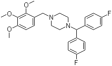 CAS 登录号：101477-55-8, 洛美利嗪, 1-(二(4-氟苯基)甲基)-4-(2,3,4-三甲氧基苯甲基)哌嗪