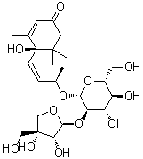 CAS 登录号：1018898-17-3, (4S)-4-羟基-3,5,5-三甲基-4-[(1Z,3R)-3-[(2-O-D-芹菜-beta-D-呋喃糖基-beta-D-吡喃葡萄糖基)氧基]-1-丁烯-1-基]-2-环己烯-1-酮