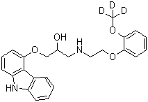 CAS # 1020719-25-8, 1-(9H-Carbazol-4-yloxy)-3-[[2-[2-(methoxy-d<sub>3</sub>)phenoxy]ethyl]amino]-2-propanol