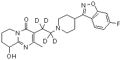 3-[2-[4-(6-Fluoro-1,2-benzisoxazol-3-yl)-1-piperidinyl]ethyl-1,1,2,2-d<sub>4</sub>]-6,7,8,9-tetrahydro-9-hydroxy-2-methyl-4H-pyrido[1,2-a]pyrimidin-4-one molecular structure (CAS 1020719-55-4)