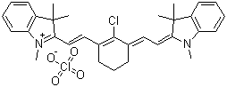 structure of CAS# 102185-03-5, 2-(2-[2-氯-3-([1,3-二氢-1,3,3-三甲基-2H-吲哚-2-亚基]乙亚基)-1-环己烯-1-基]乙烯基)-1,3,3-三甲基-3H-吲哚鎓高氯酸盐