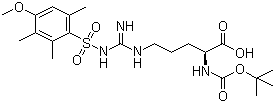 structure of CAS# 102185-38-6, N-Boc-N'-(4-methoxy-2,3,6-trimethylbenzenesulfonyl)-L-arginine