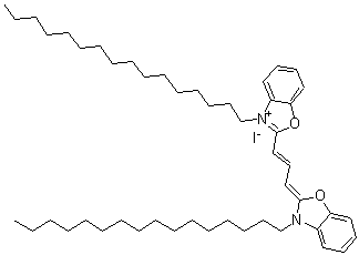 CAS 登录号：102247-42-7, 3-十六烷基-2-[3-(3-十六烷基-2(3H)-苯并恶唑亚基)-1-丙烯基]苯并恶唑鎓碘化物