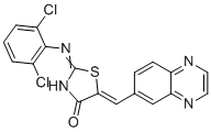 structure of CAS# 1025821-33-3, 5Z)-2-[(2,6-Dichlorophenyl)amino]-5-(6-quinoxalinylmethylene)-4(5H)-thiazolone