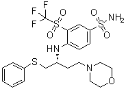 CAS 登录号：1027345-12-5, 4-[[(R)-3-(吗啉-4-基)-1-[(苯硫基)甲基]丙基]氨基]-3-三氟甲磺酰基苯磺酰胺