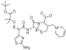 CAS # 102772-66-7, Ceftazidime tert-butyl ester, 1-[[(6R,7R)-7-[[(2Z)-2-(2-Amino-4-thiazolyl)-2-[[2-(1,1-dimethylethoxy)-1,1-dimethyl-2-oxoethoxy]imino]acetyl]amino]-2-carboxy-8-oxo-5-thia-1-azabicyclo[4.2.0]oct-2-en-3-yl]methyl]pyridinium inner salt