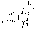 structure of CAS# 1029439-76-6, 4-(4,4,5,5-Tetramethyl-1,3,2-dioxaborolan-2-yl)-3-(trifluoromethyl)phenol