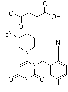 structure of CAS# 1029877-94-8, Trelagliptin succinate
