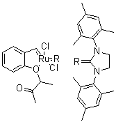 structure of CAS# 1031262-71-1, [1,3-双(2,4,6-三甲基苯基)-2-咪唑烷亚基][[2-(1-甲基-2-氧代丙氧基)苯基]亚甲基]二氯化钌