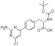 structure of CAS# 1033804-86-2, (S)-3-[4-(2-氨基-6-氯嘧啶-4-基)苯基]-2-[(叔丁氧羰基)氨基]丙酸