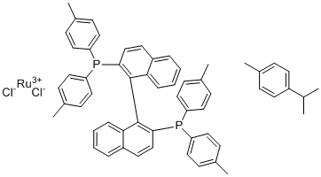 structure of CAS# 1034001-51-8, Chloro[(R)-(-)-2,2'-bis(di-p-tolylphosphino)-1,1'-binaphthyl](p-cymene)ruthenium(II) chloride