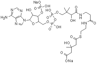 辅酶A S-(氢3-羟基-3-甲基戊二酸酯)二钠盐分子结构 (CAS 103476-21-7)