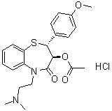 CAS 登录号：103532-27-0, (2R-反式)-3-(乙酰氧基)-5-[2-(二甲基氨基)乙基]-2,3-二氢-2-(4-甲氧基苯基)-1,5-苯并硫氮杂卓-4(5H)-酮单盐酸盐