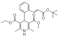 (E)-4-[2-[3-叔丁氧基-3-氧代-1-丙烯基]苯基]-1,4-二氢-2,6-二甲基-3,5-吡啶二甲酸乙基甲基酯分子结构 (CAS 103890-81-9)