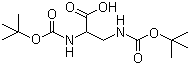 structure of CAS# 104010-92-6, N,N'-Bis(tert-butoxycarbonyl)-2,3-diaminopropionic acid