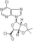structure of CAS# 104940-65-0, 1-(6-Chloro-9H-purin-9-yl)-1-deoxy-2,3-O-isopropylidene-beta-D-ribofuranuronoyl chloride