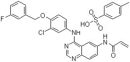 structure of CAS# 1050500-29-2, N-[4-[[3-Chloro-4-[(3-fluorophenyl)methoxy]phenyl]amino]-6-quinazolinyl]-2-propenamide 4-methylbenzenesulfonate