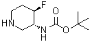 structure of CAS# 1052713-47-9, N-[(3R,4R)-4-Fluoro-3-piperidinyl]carbamic acid 1,1-dimethylethyl ester
