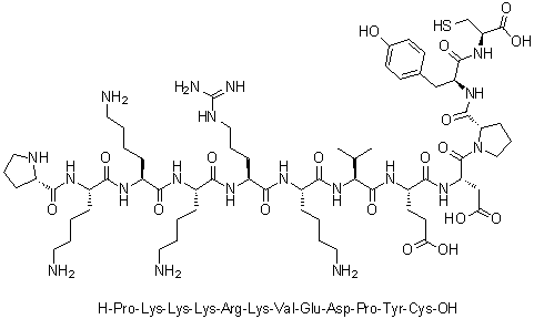 CAS 登录号：105425-98-7, L-脯氨酰-L-赖氨酰-L-赖氨酰-L-赖氨酰-L-精氨酰-L-赖氨酰-L-缬氨酰-L-alpha-谷氨酰-L-alpha-天冬氨酰-L-脯氨酰-L-酪氨酰-L-半胱氨酸