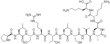 L-Prolyl-L-leucyl-L-seryl-L-arginyl-L-threonyl-L-leucyl-L-seryl-L-valyl-L-alanyl-L-alanyl-L-lysyl-L-lysine molecular structure (CAS 105802-84-4)