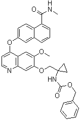 CAS 登录号：1058137-21-5, N-[1-[[[6-甲氧基-4-[[5-[(甲基氨基)羰基]-2-萘基]氧基]-7-喹啉基]氧基]甲基]环丙基]氨基甲酸苄酯