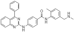 structure of CAS# 1059734-66-5, N-[2-Methyl-5-[(methylamino)methyl]phenyl]-4-[(4-phenylquinazolin-2-yl)amino]benzamide