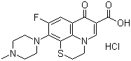 CAS # 106017-08-7, Rufloxacin hydrochloride, 2,3-Dihydro-9-fluoro-10-(4-methyl-1-piperazinyl)-7-oxo-7H-pyrido[1,2,3-de][1,4]benzothiazine-6-carboxylic acid hydrochloride