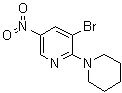 structure of CAS# 1065074-87-4, 3-Bromo-5-nitro-2-(1-piperidinyl)pyridine