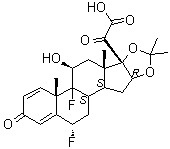 (6alpha,11beta,16alpha,17alpha)-6,9-二氟-11-羟基-16,17-[(1-甲基亚乙基)二(氧基)]-3,20-二氧代孕甾-1,4-二烯-21-酸分子结构 (CAS 106931-78-6)