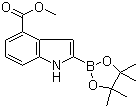 structure of CAS# 1072811-67-6, 2-(4,4,5,5-四甲基-1,3,2-二氧杂环戊硼烷-2-基)-1H-吲哚-4-羧酸甲酯