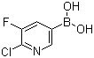structure of CAS# 1072946-66-7, (6-Chloro-5-fluoropyridin-3-yl)boronic acid