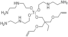 CAS # 107541-22-0, Titanate Coupling Agent LICA 44, Ken-React LICA 44, (OC-6-22)-Tris[2-[(2-aminoethyl)amino]ethanolato-O][2,2-bis[(2-propenyloxy)methyl]-1-butanolato-O,O',O'']titanium