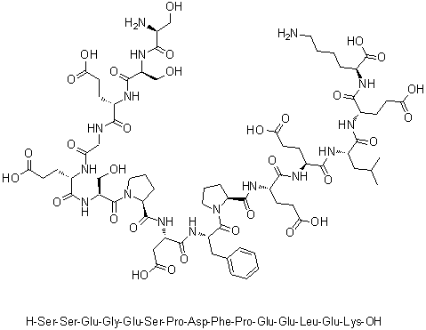 CAS # 107902-86-3, L-Seryl-L-seryl-L-alpha-glutamylglycyl-L-alpha-glutamyl-L-seryl-L-prolyl-L-alpha-aspartyl-L-phenylalanyl-L-prolyl-L-alpha-glutamyl-L-alpha-glutamyl-L-leucyl-L-alpha-glutamyl-L-lysine