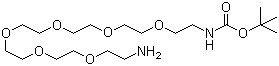 structure of CAS# 1091627-77-8, 22-Amino-5,8,11,14,17,20-hexaoxa-2-azadocosanoic acid 1,1-dimethylethyl ester