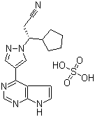 CAS 登录号：1092939-16-6, (betaR)-beta-环戊基-4-(7H-吡咯并[2,3-d]嘧啶-4-基)-1H-吡唑-1-丙腈硫酸盐