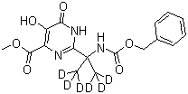 CAS # 1100750-73-9, Methyl 2-[2-(benzyloxycarbonylamino)-(1,3-D6-propan)-2-yl]-5-hydroxy-6-oxo-1,6-dihydropyrimidine-4-carboxylate