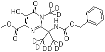 CAS # 1100750-74-0, Methyl 2-[2-(benzyloxycarbonylamino)-(1,3-D6-propan)-2-yl]-5-hydroxy-1-(methyl-D3)-6-oxo-1,6-dihydropyrimidine-4-carboxylate