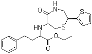 structure of CAS# 110143-57-2, (2S,6R)-6-[[1(s)-Ethoxycarbonyl-3-phenylpropyl]amino]-5-oxo-(2-thienyl)perhydro-1,4-thiazepine