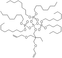CAS # 110438-25-0, Titanate Coupling Agent TCA-L12, [2,2-Bis[(2-propenyloxy)methyl]-1-butanolato-O,O',O'']tris(dioctyl phosphato-O'')titanium
