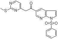 structure of CAS# 1111638-52-8, 2-[2-(甲硫基)嘧啶-4-基]-1-[1-(苯磺酰基)-1H-吡咯并[2,3-b]吡啶-5-基]乙酮