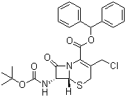 structure of CAS# 112028-91-8, (6R,7R)-3-(Chloromethyl)-7-[[(tert-butoxy)carbonyl]amino]-8-oxo-5-thia-1-azabicyclo[4.2.0]oct-2-ene-2-carboxylic acid diphenylmethyl ester