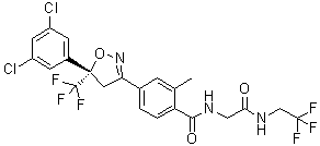 CAS 登录号：1122022-02-9, (S)-4-[5-(3,5-二氯苯基)-5-(三氟甲基)-4,5-二氢异恶唑-3-基]-2-甲基-N-[2-氧代-2-[(2,2,2-三氟乙基)氨基]乙基]苯甲酰胺
