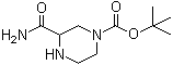 structure of CAS# 112257-24-6, 4-(tert-Butoxycarbonyl)piperazine-2-carboxamide