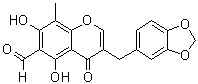 CAS # 112500-90-0, 3-(1,3-Benzodioxol-5-ylmethyl)-5,7-dihydroxy-8-methyl-4-oxo-4H-1-benzopyran-6-carboxaldehyde, 6-aldehydo-Isoophiopogonone A